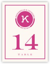 Contemporary Monogram 02 Wedding Table Number Cards